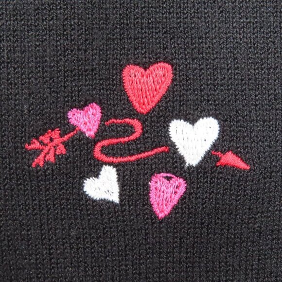 Etoile Medium Boat Neck Feather Embroidered Heart Valentines Pullover Sweater - Picture 3 of 7